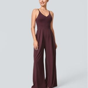 HALARA Brown Jumpsuit Wide-Leg V-Neck